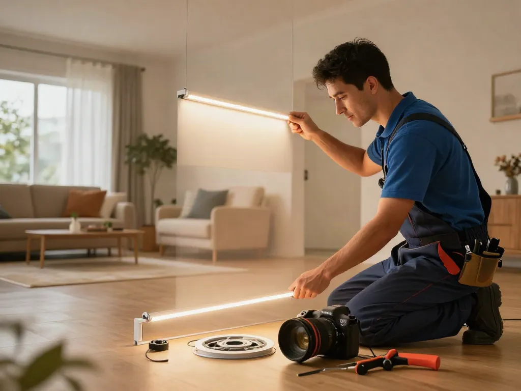 Banda LED 220V instalată de un contractant profesionist, oferind soluții de iluminat de încredere pentru serviciile locale.